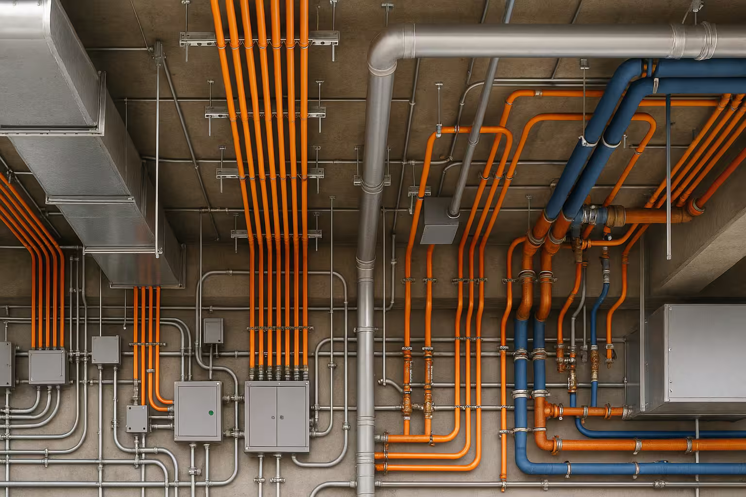 MEP design — coordinated mechanical, electrical & plumbing systems